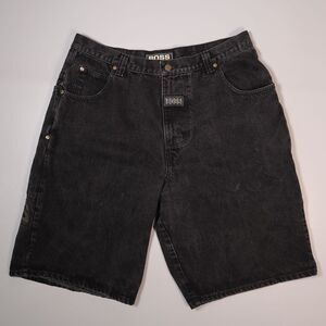 Vtg Boss World Wide Baggy Spell Out Denim Skater Jean Shorts Mens Size 40 x 12